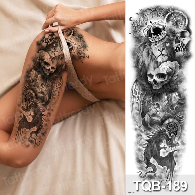 large temporary tattoos women thigh leg tattoo sleeve pattern waterproof tatoo sticker body art sexy tatoo fake water sheet
