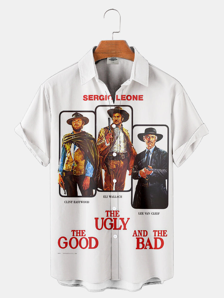 Men'S Classic Vinatge West Movie Character Printed Shirt PLUSCLOTHESMAN