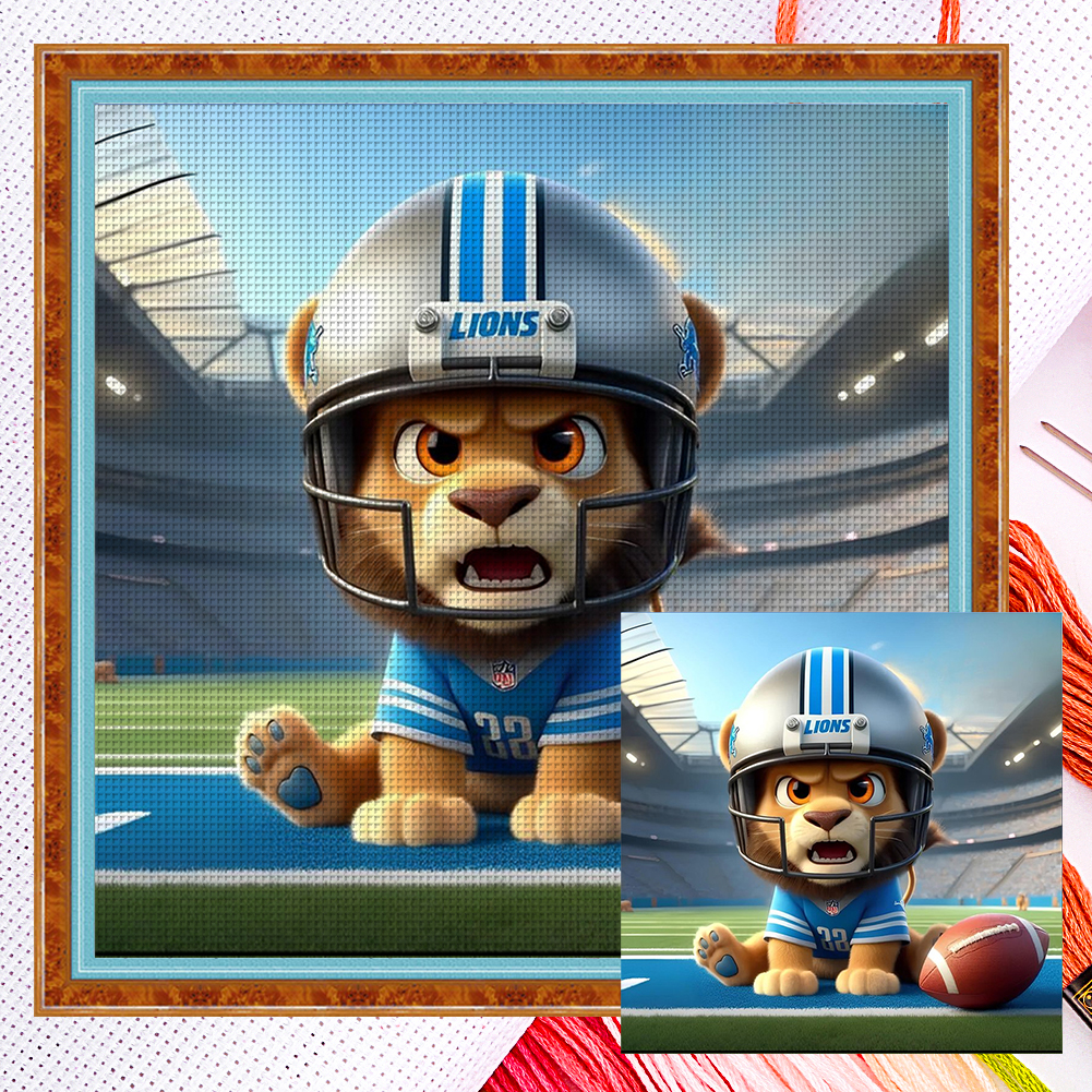 Detroit Lions Full 11CT Counted Canvas(40*40cm) Cross Stitch