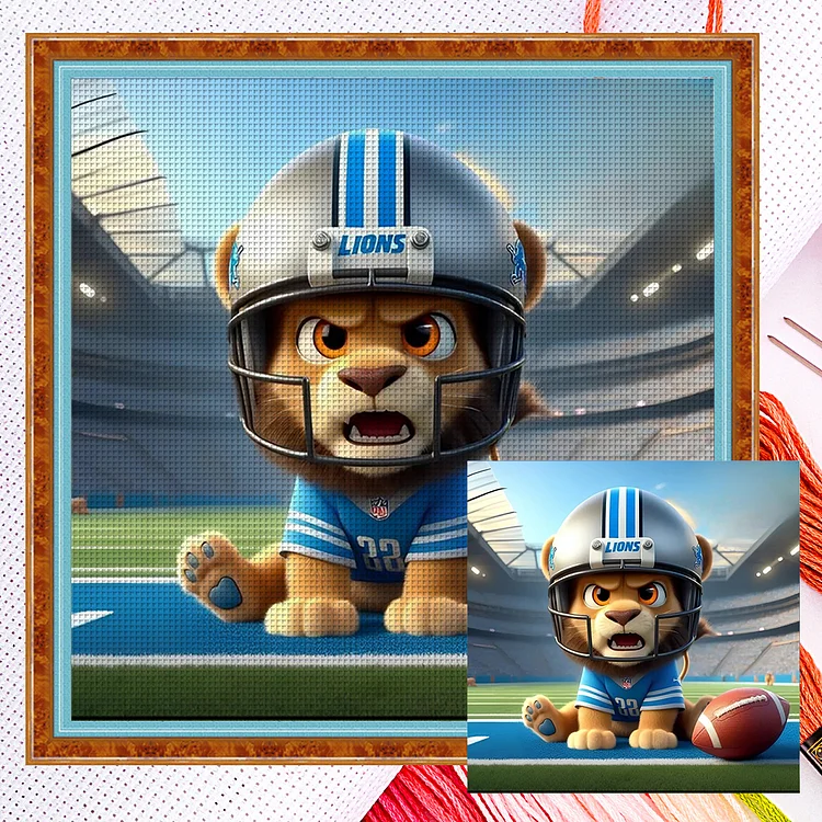 『YiShu』Detroit Lions - 11CT Counted Eco-Friendly Cotton Thread Cross Stitch(40*40cm)