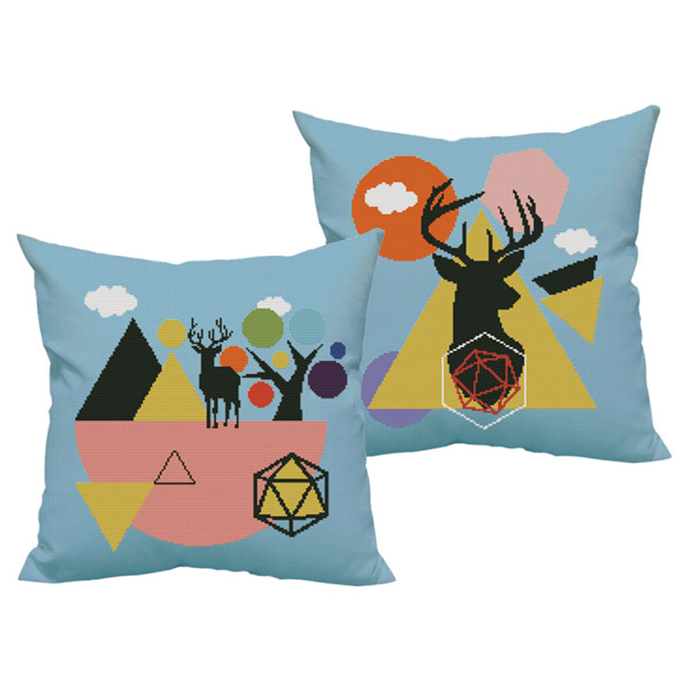 

2pcs Elk - 11CT Stamped Cross Stitch Pillowcase - 45*45CM, 501 Original