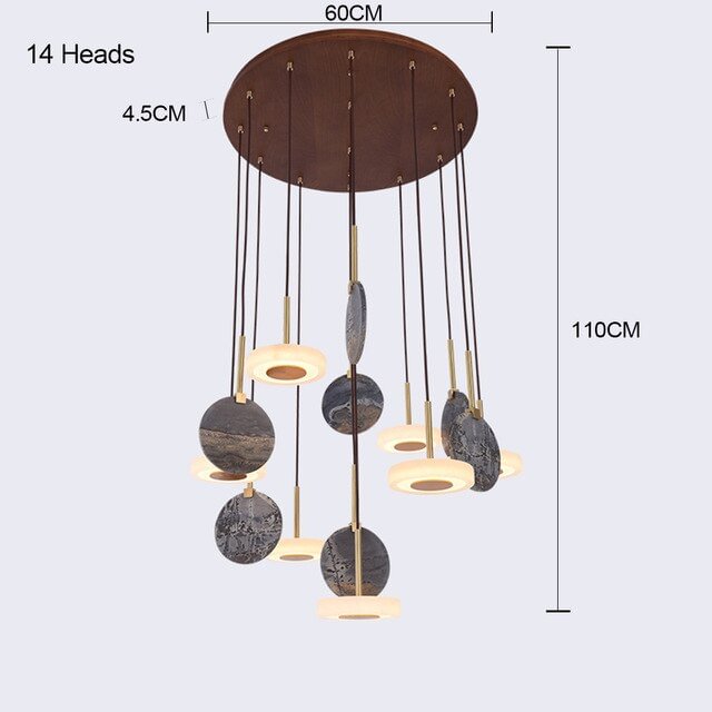 Creative Chinese Marble Solid Wood Pendant Lights Hanging Lamp Restaurant Bar Hall Hotel Combination Zen Light