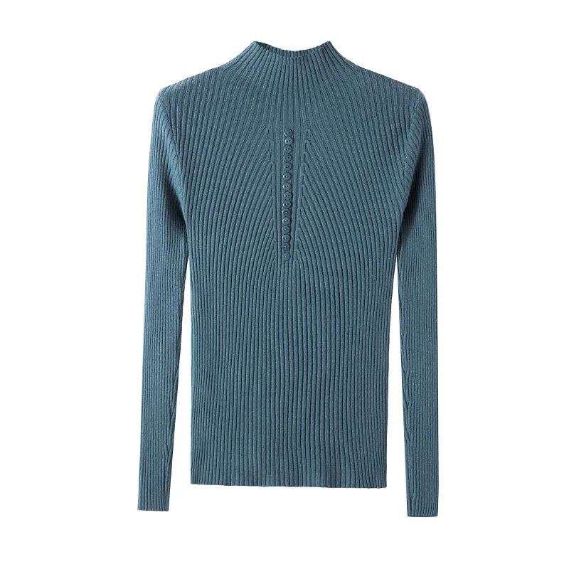 Uveng Uveng Collar Sweater Bottomed Women's Long-Sleeved Top 2024 Autumn And Winter New Button Tight Knitted Shirt