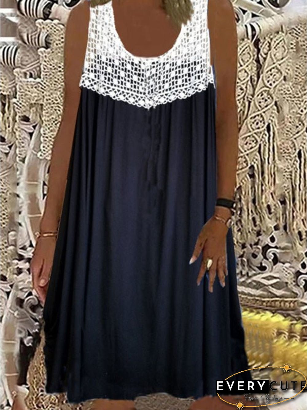 Women'S Dresses Round Neck Sleeveless Casual Dress