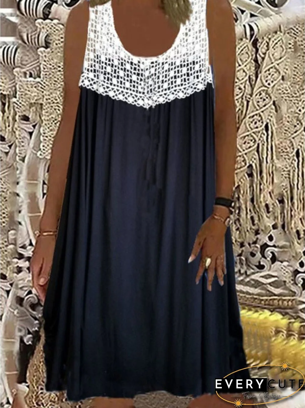 Women'S Dresses Round Neck Sleeveless Casual Dress