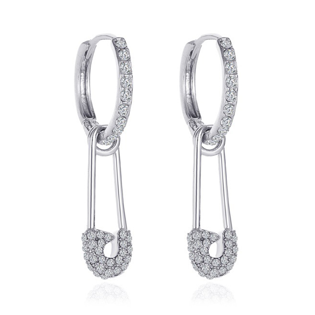 

Punk Diamond Paper Clip Eardrop Earrings Alloy Ear Studs For Women Jewelry, Silver, 501 Original