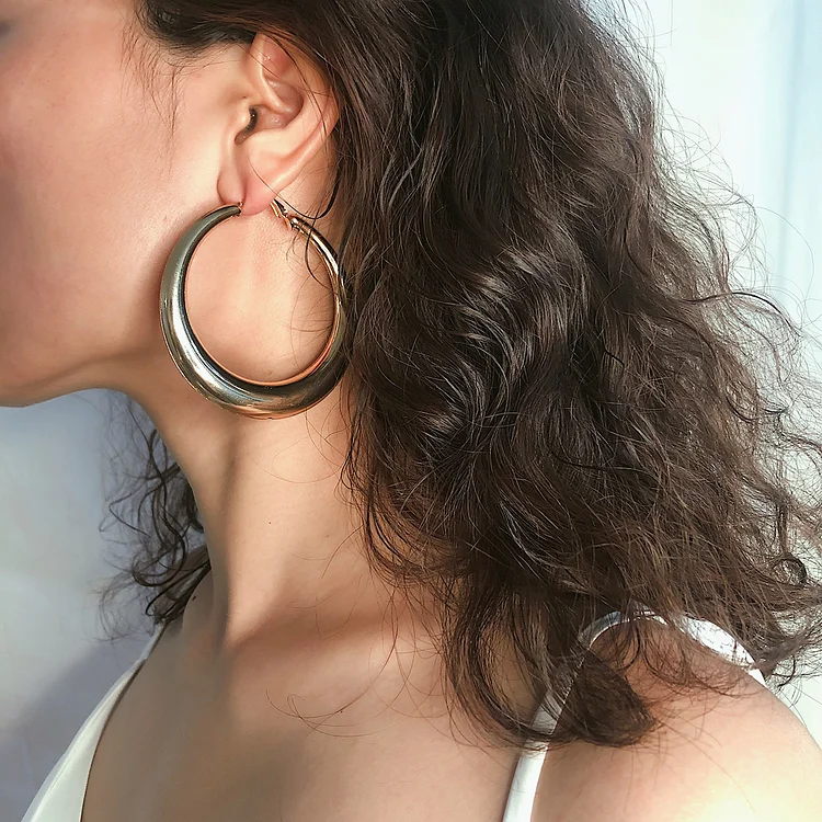 Ring Simple Geometric Mirror Metal Earrings