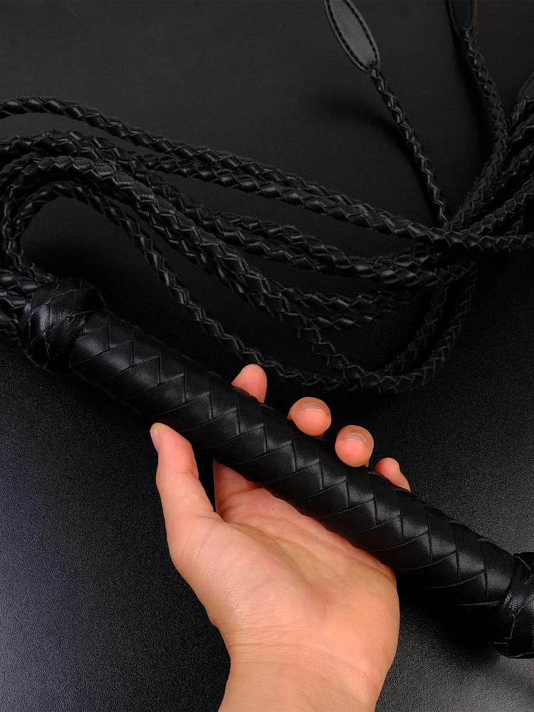 pornhint Pornhint BDSM Flogger Spanking/Real Leather Flogger Kink Sub/Heavy Thuddy Impact Play/Bondage Kit/Braided Whips And Floggers/Sensation Fouet Mature leather body harnesses for women