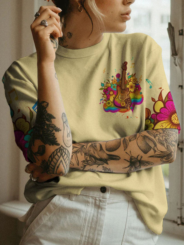 A Negative Mind Guitar All Over Print T Shirt wearshes