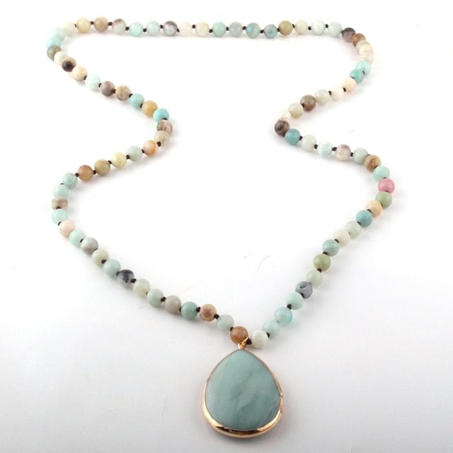 YOY-Bohemian Knotted Stone Matching  Pendant Necklaces