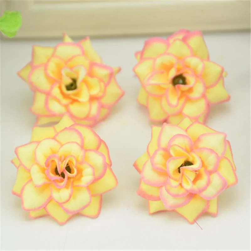 20Pcs 4.5cm  Mini Artificial Silk Rose Flowers Heads  For Wedding Decorativ Handmade DIY Scrapbooking Garland Fake Flower Wreath