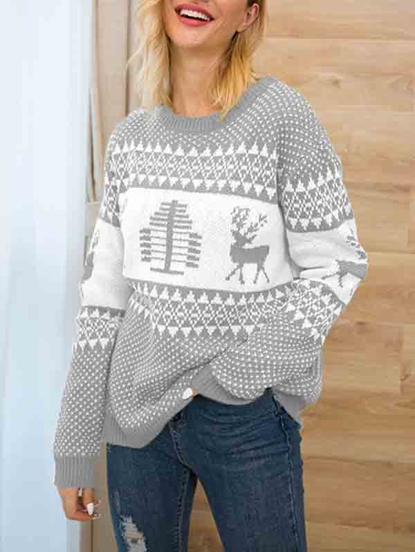 Christmas Ladies Jumper Ugly Knit Reindeer Sweater-elleschic