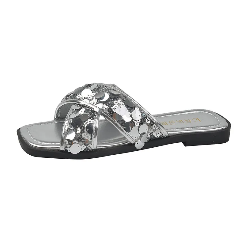 Uveng Uveng Cold Slippers Women 2024 New Summer Wearing Fairy Style High-End Fashion 100 With Skirt Flat Bottom Code