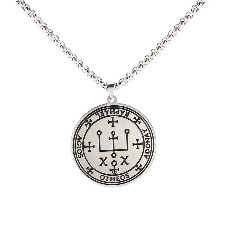 Archangel Raphael Pendant Necklace Talisman Amulet SAMAEL Gabriel Uriel Arch Angel Stainless Steel Long Chain Necklaces