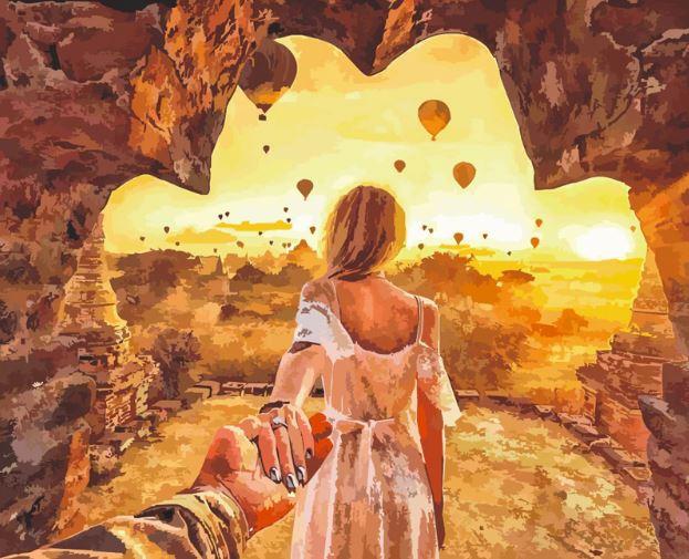 

Cave Lovers Sunset – Paint By Numbers - 40*50CM, 501 Original