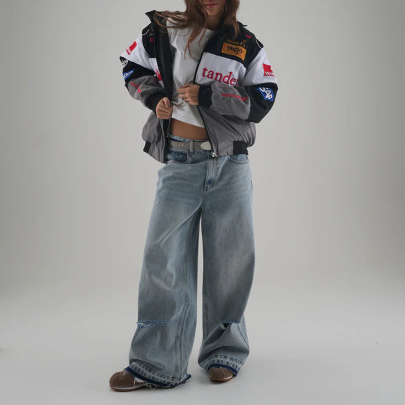 Unisex Racing Style Street Fashion Loose Racing Casual Print Jacket