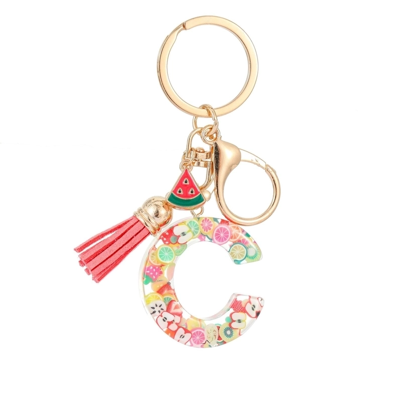 Cute Letter Tassel Watermelon Resin Unisex Keychain