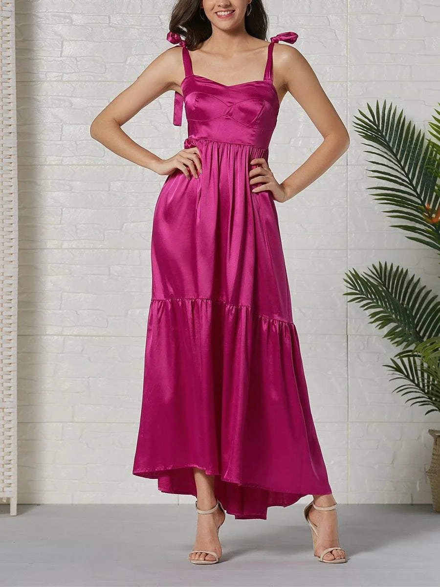 Elegant Solid Satin Slip Dress