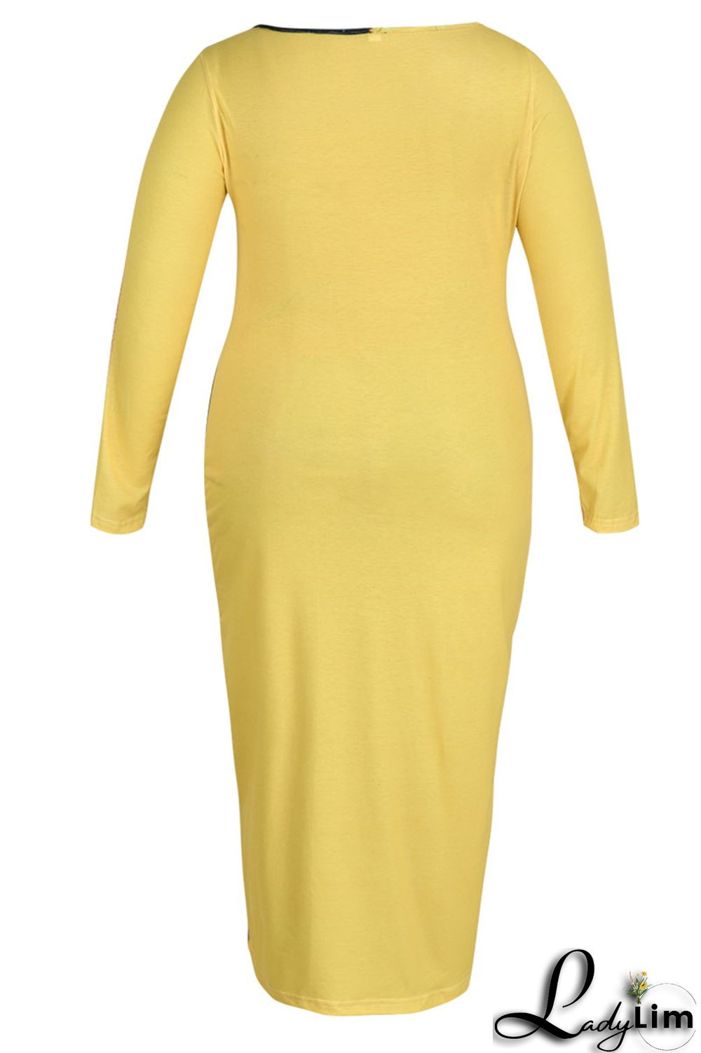 Black Brown Casual Print Patchwork O Neck One Step Skirt Plus Size Dresses