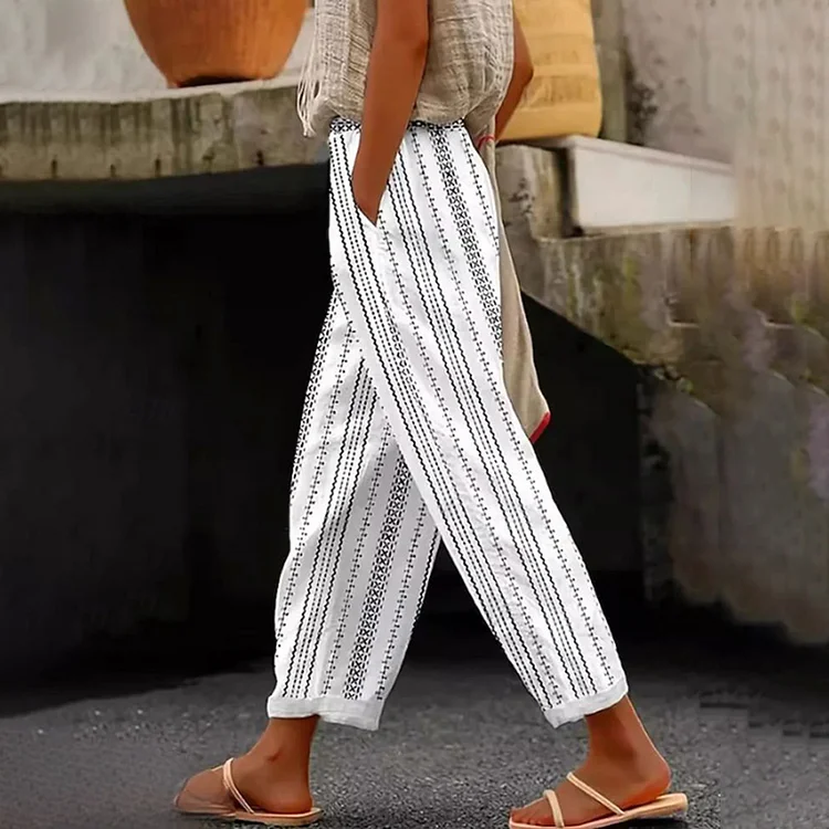 Simpfit Lässige, schlichte Hose aus Baumwolle mit geometrischem Muster