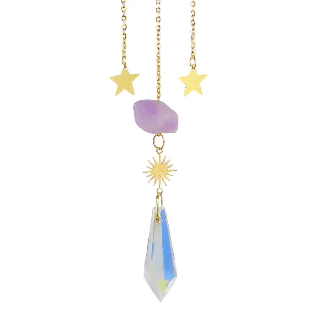 Crystal Wind Chime Star Moon Prism Hanging Pendant Home Garden Decor (E)