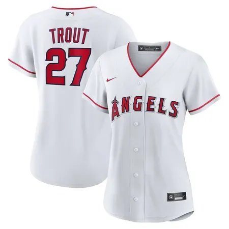 Women's Los Angeles Angels #27 Mike Trout  White Home Replica Player Jersey