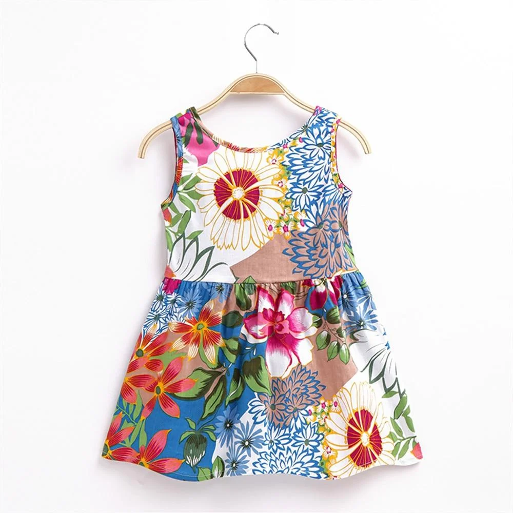 Summer Pineapple Girls Dress Pink Cotton Sleeveless Kids Dress Girls Beach Dress Fashion Kids Clothing Dress for Girls