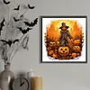 Halloween K&uuml;rbis Skelett - runder Bohrer Diamantmalerei - 40*40cm