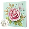 DIY Pearl Painting Pink Roses for Home Decor with Frame(25x25cm)