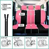 FH Group Full Set Cloth Car Seat Covers, Universal Fit combo, Low Back Front Seat Covers, Airbag Compatible, Split Bench Rear Seat, Washable Seat Cover for SUV, Sedan, Van, Pink