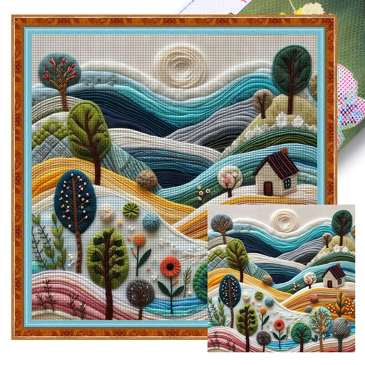 Rural Scenery (40*40cm) 11CT Stamped Cross Stitch gbfke