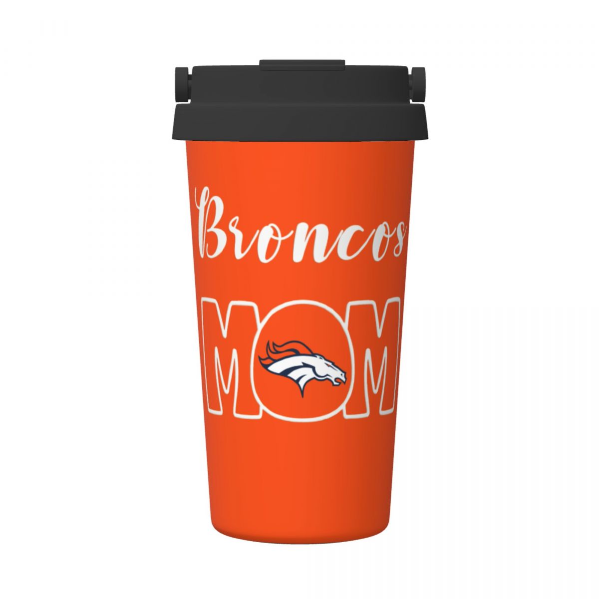 Denver Broncos Mom Reusable Coffee Cup with Lid and Handle