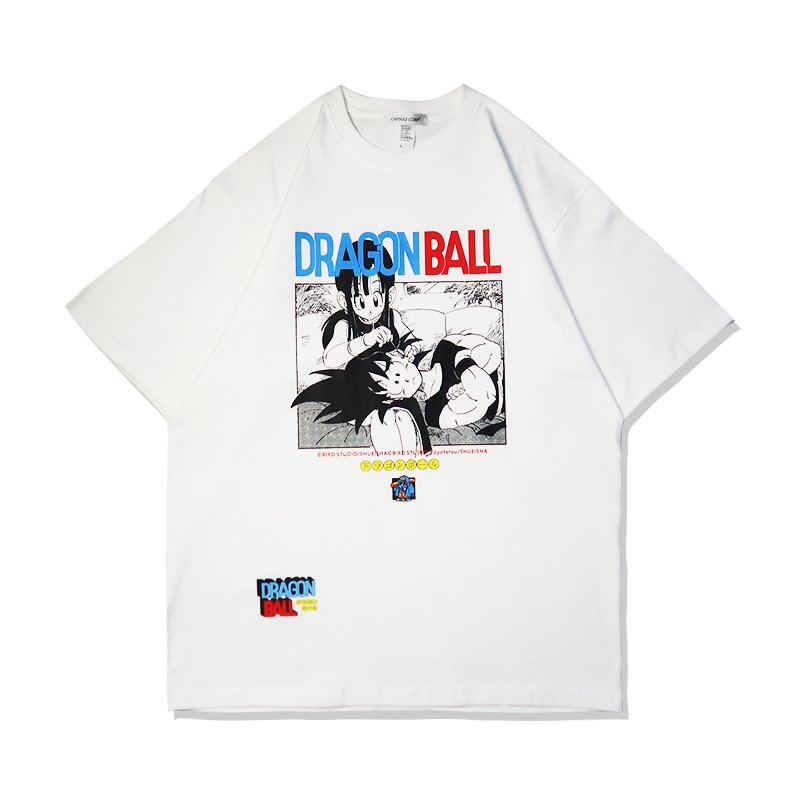 Pure Cotton Dragon Ball Goku Chichi Retro T-shirt  weebmemes
