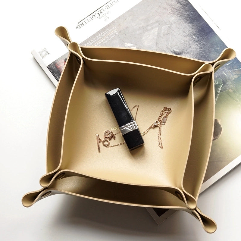 Nordic Leather Storage Box Desktop Storage Table European Style Leather Jewelry Cosmetic Key Storage