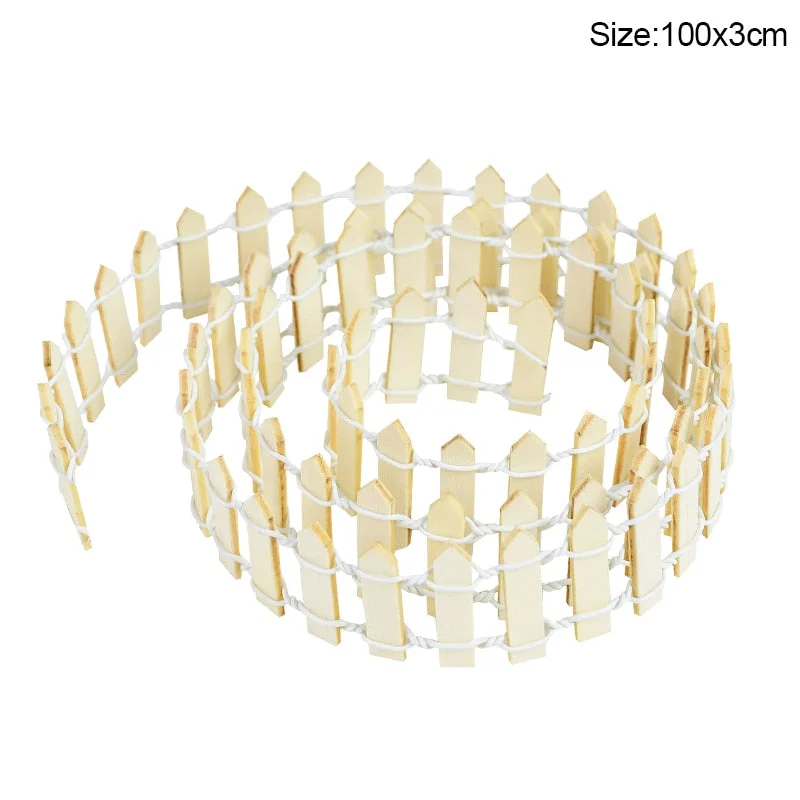 100*5cm/3cm Mini Wooden Fence DIY Miniature Fairy Garden Wood Barrier Dollhouse Showcase Craft Home Decoration Accessories