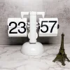 Automatic Page Turning Clock Retro Stainless Steel Desk Clock Large Time Display Clock Suitable for Living Room Bedroom Home Decoration