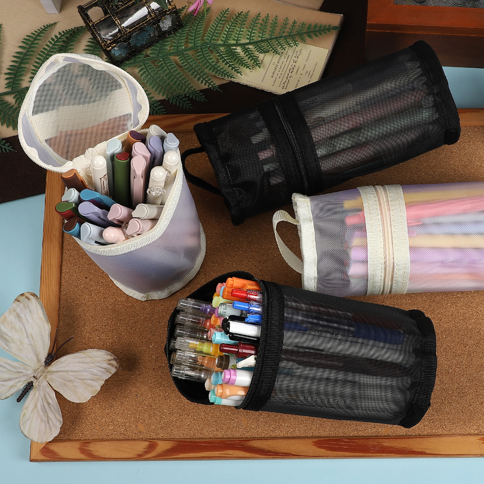 연필 케이스 - 펜 홀더 스타일 메쉬 연필 가방 대용량 수납