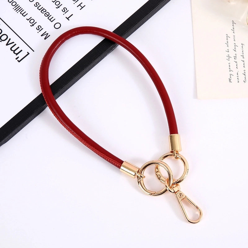 Minimalist Solid Color Pu Leather Bag Pendant Mobile Phone Chain Keychain