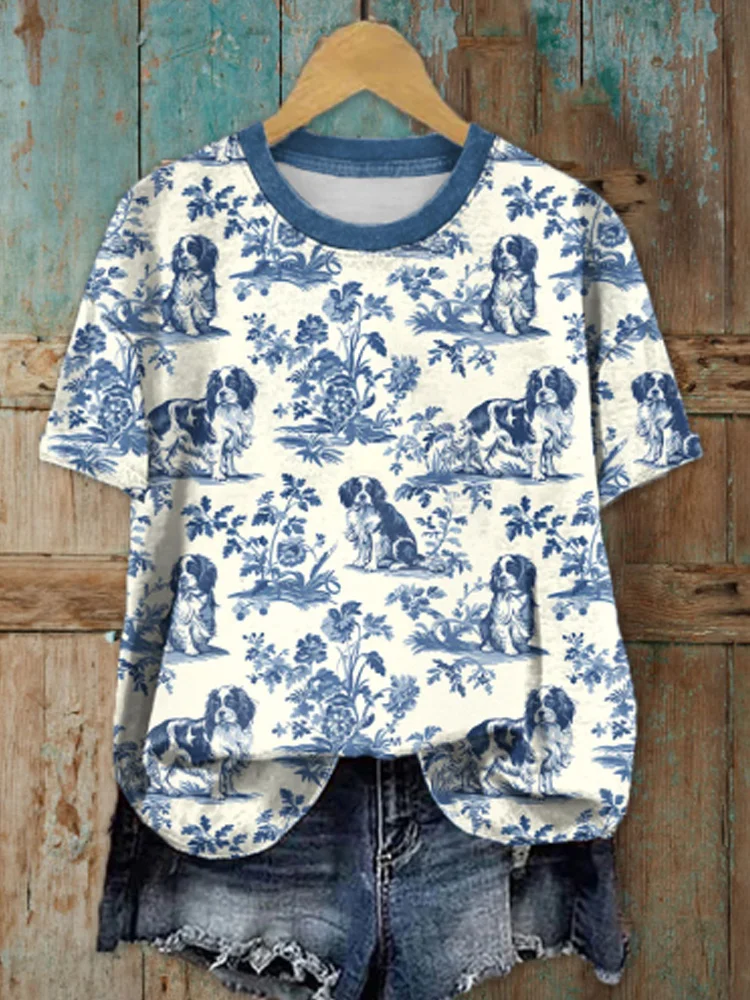 Simpfit Lässiges T-Shirt mit Dackel-Aufdruck für Damen
