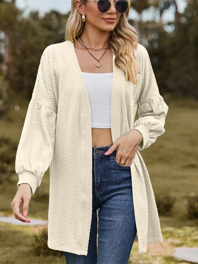 Women's Striped Stitching Solid Color Long Sleeve V-neck Coat