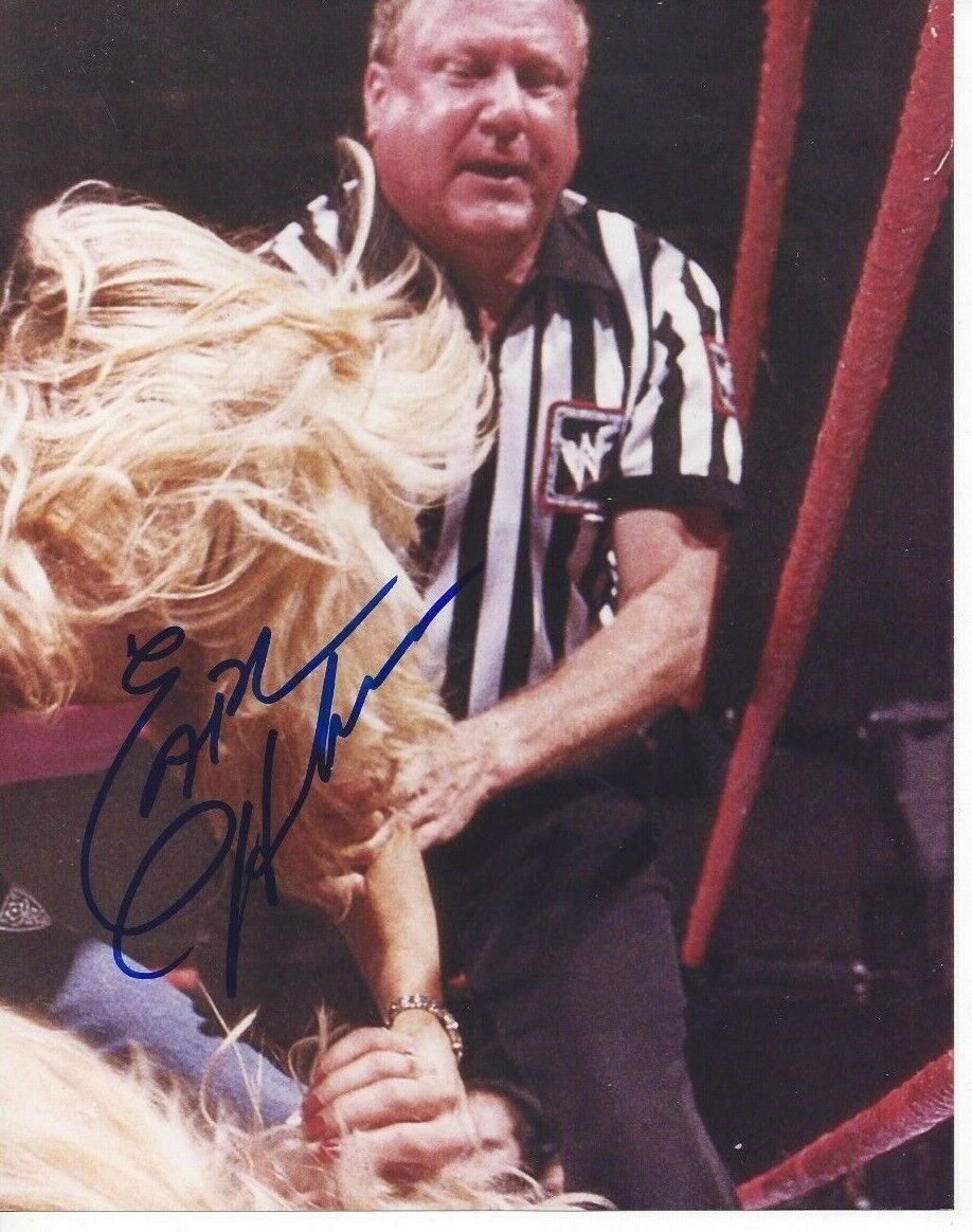 Earl Hebner Autographed 8x10 WWE WWF TNA RefereeB746