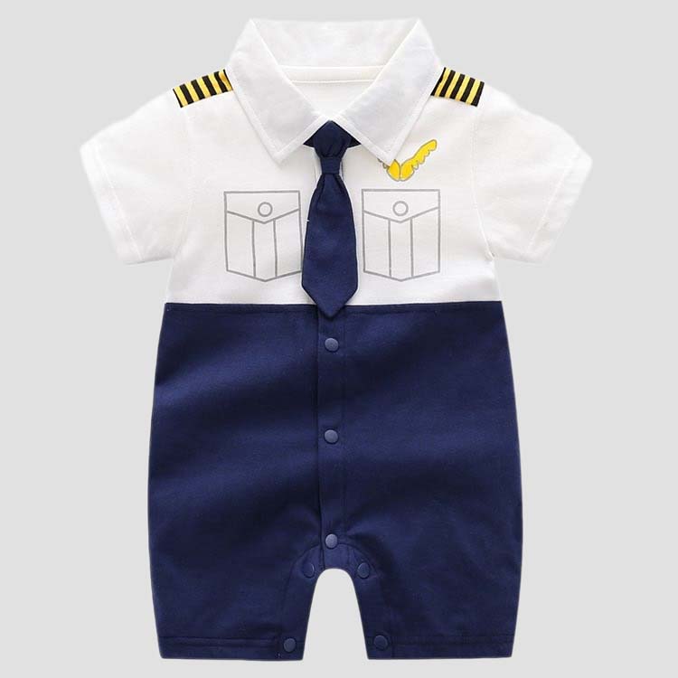 Baby Uniform Cosplay Open Front  Belt Romper