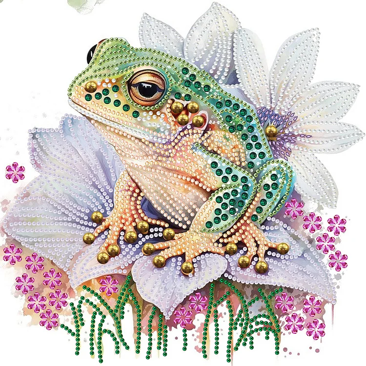 Flower And Frog 30*30CM (Canvas) Special Drill Diamond Painting gbfke