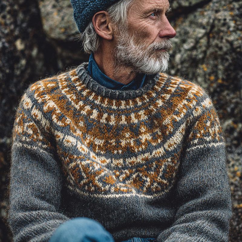 Vintage Fair Isle Norwegian Knit Jacquard Crew Neck Sweater elevenforest