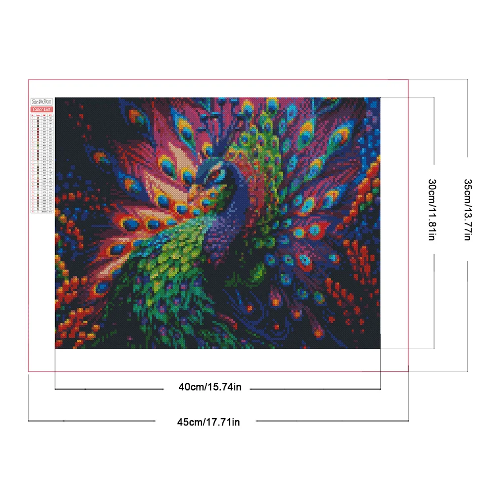 Partial AB Diamond Painting - Full Square Drill - Peacock(Canvas|45*35cm)