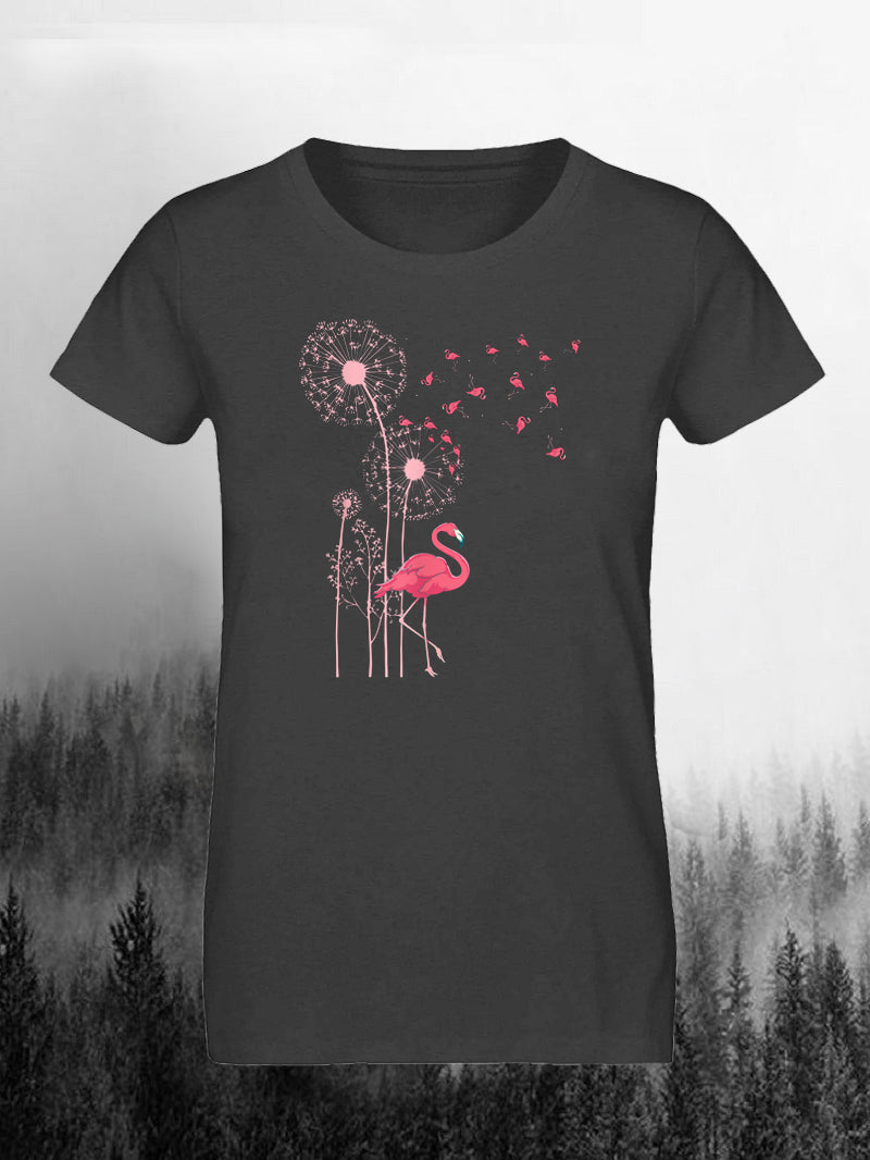 Women's Dandelion Flamingo Short-Sleeved Shirt
