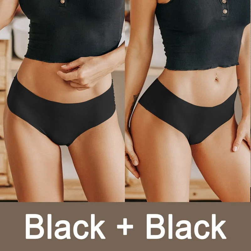 2PCS/Set Seamless Panties Women Sexy Underwear V Desgin Waist Briefs Plus Size Brazillian Pantys Female Lingerie Underpants