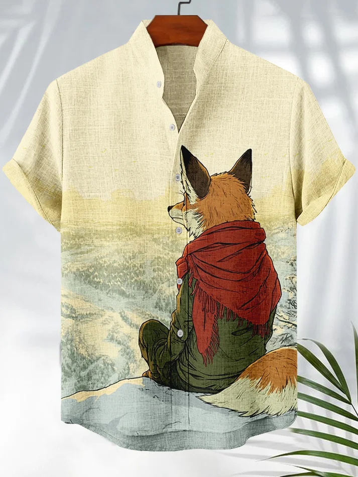 Men's Fox Back View Prints Casual Shirt