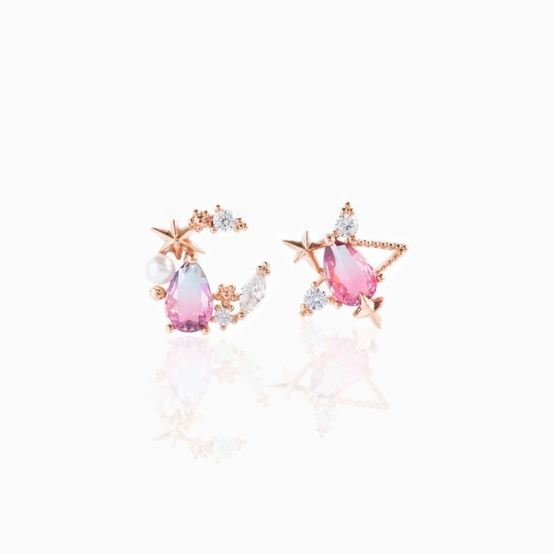 Ethnic Style Star Copper Artificial Gemstones Earrings Ear Studs