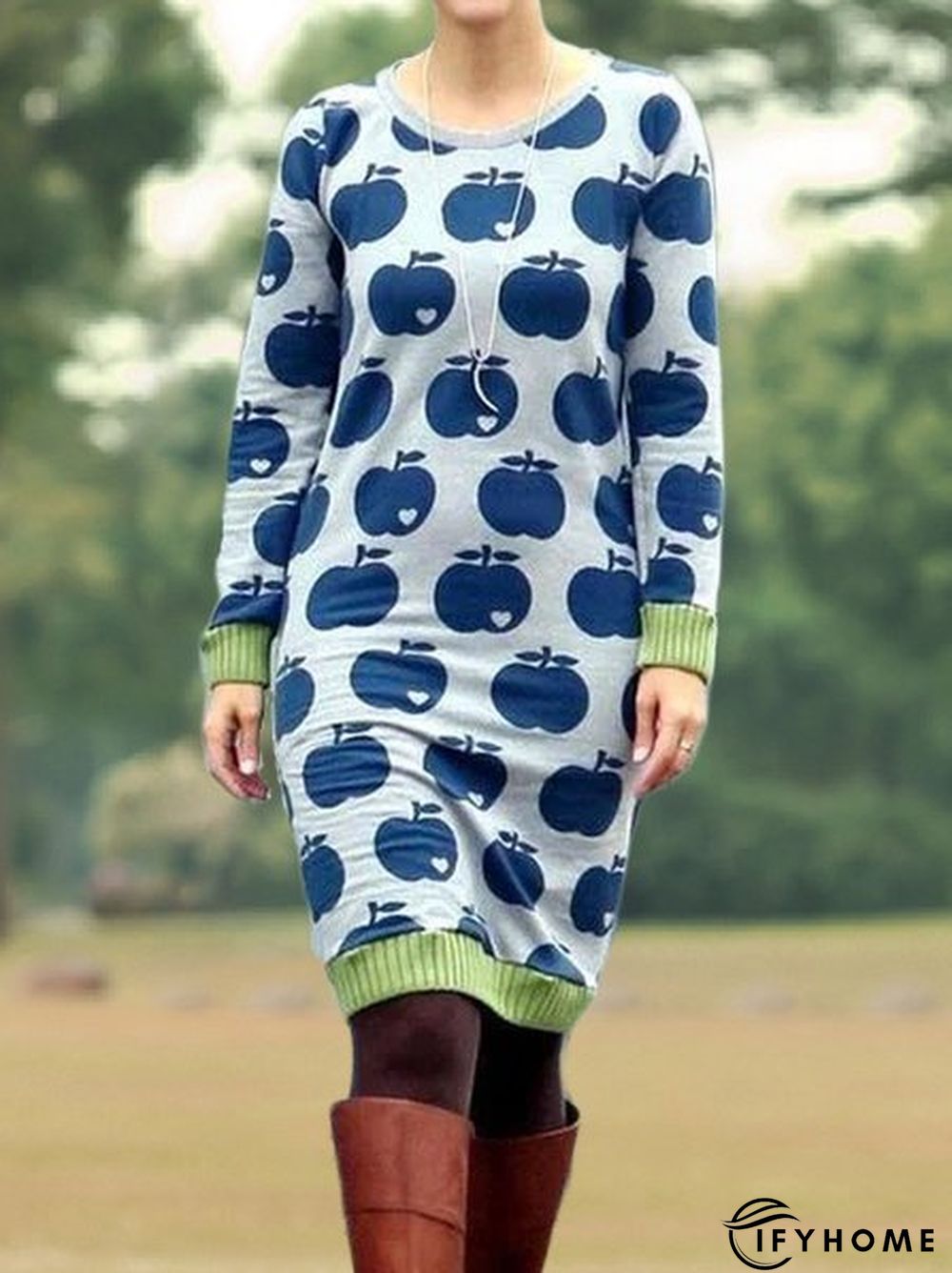 Casual Printed Knitting Dress | IFYHOME